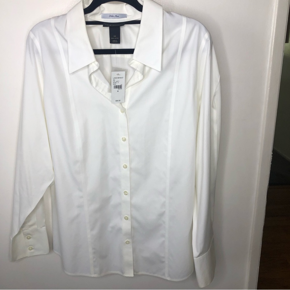 Lane Bryant White Button Up Blouse